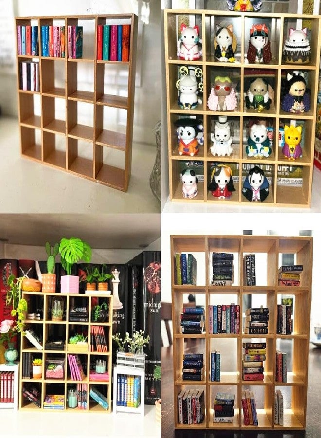 EatingBiting 1:12 1/12 Scale Dollhouse Miniature Furniture Wooden 16 Grid Display Storage Rack Shelf 6.5" Storage Rack 16 Grid Shelves Doll House Wall Rack Bookshelf Display Accessories - Image 3